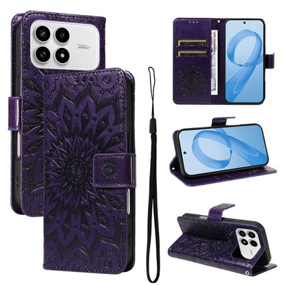 Embossed Sunflower Pattern Flip Leather Phone Case, For Redmi 17C/14C 4G/A4 5G/Poco C75 5G, For Redmi K90 Pro Max/Poco F8 Ultra, For Redmi K90 / Poco F8 Pro, For Redmi 15C 5G/4G EU 173mm/Poco C85 5G, For Redmi 15 5G Global / 15 4G SEA 169.5mm          ...