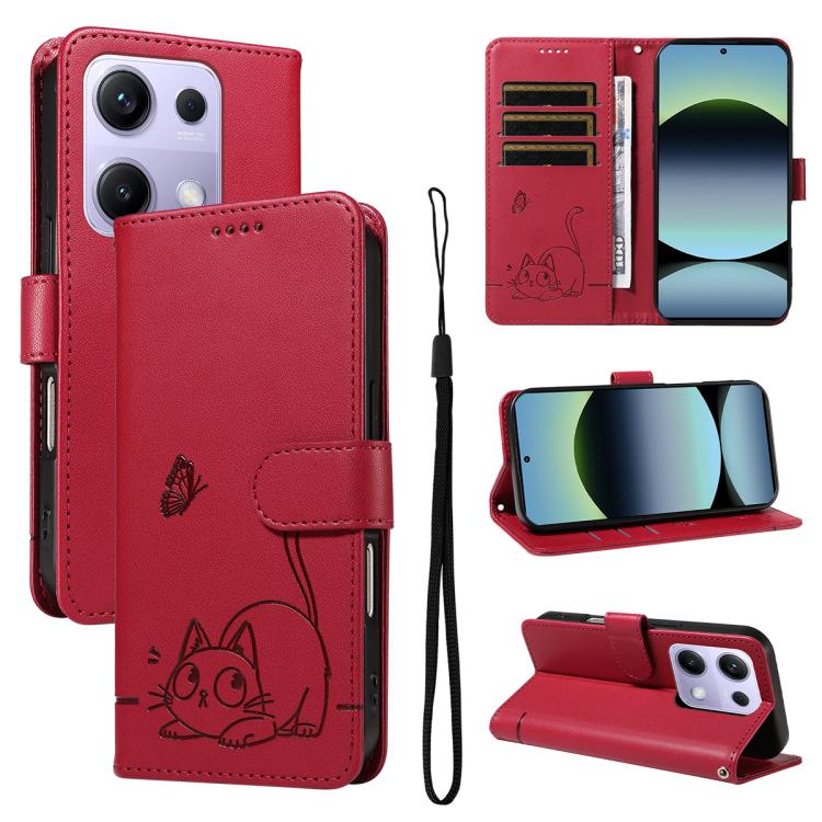 Adorable Cat Embossed Pattern Flip Leather Phone Case, For Redmi 17C/14C 4G/A4 5G/Poco C75 5G, For Redmi K90 Pro Max/Poco F8 Ultra, For Redmi K90/Poco F8 Pro, For Redmi 15C 5G/4G EU 173mm/Poco C85 5G, For Redmi 15 5G Global / 15 4G SEA 169.5mm         ...