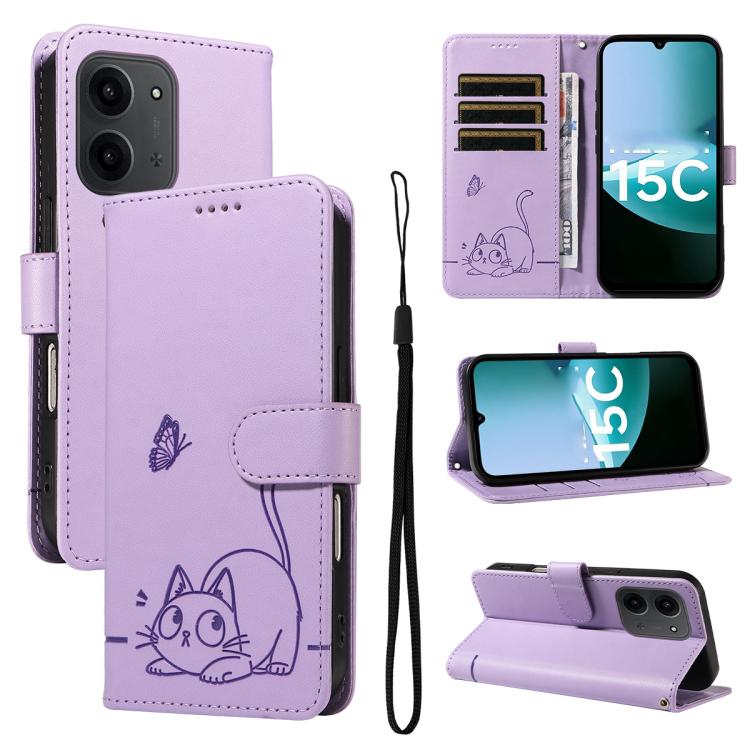 Adorable Cat Embossed Pattern Flip Leather Phone Case, For Redmi 17C/14C 4G/A4 5G/Poco C75 5G, For Redmi K90 Pro Max/Poco F8 Ultra, For Redmi K90/Poco F8 Pro, For Redmi 15C 5G/4G EU 173mm/Poco C85 5G, For Redmi 15 5G Global / 15 4G SEA 169.5mm         ...