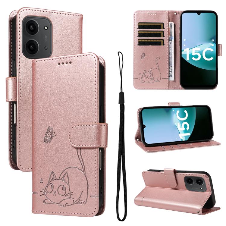 Adorable Cat Embossed Pattern Flip Leather Phone Case, For Redmi 17C/14C 4G/A4 5G/Poco C75 5G, For Redmi K90 Pro Max/Poco F8 Ultra, For Redmi K90/Poco F8 Pro, For Redmi 15C 5G/4G EU 173mm/Poco C85 5G, For Redmi 15 5G Global / 15 4G SEA 169.5mm         ...