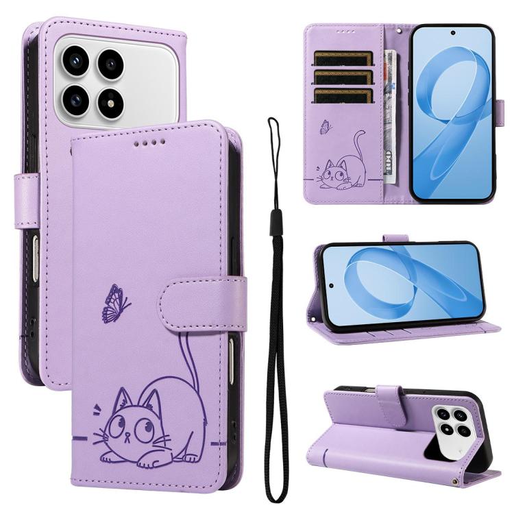Adorable Cat Embossed Pattern Flip Leather Phone Case, For Redmi 17C/14C 4G/A4 5G/Poco C75 5G, For Redmi K90 Pro Max/Poco F8 Ultra, For Redmi K90/Poco F8 Pro, For Redmi 15C 5G/4G EU 173mm/Poco C85 5G, For Redmi 15 5G Global / 15 4G SEA 169.5mm         ...