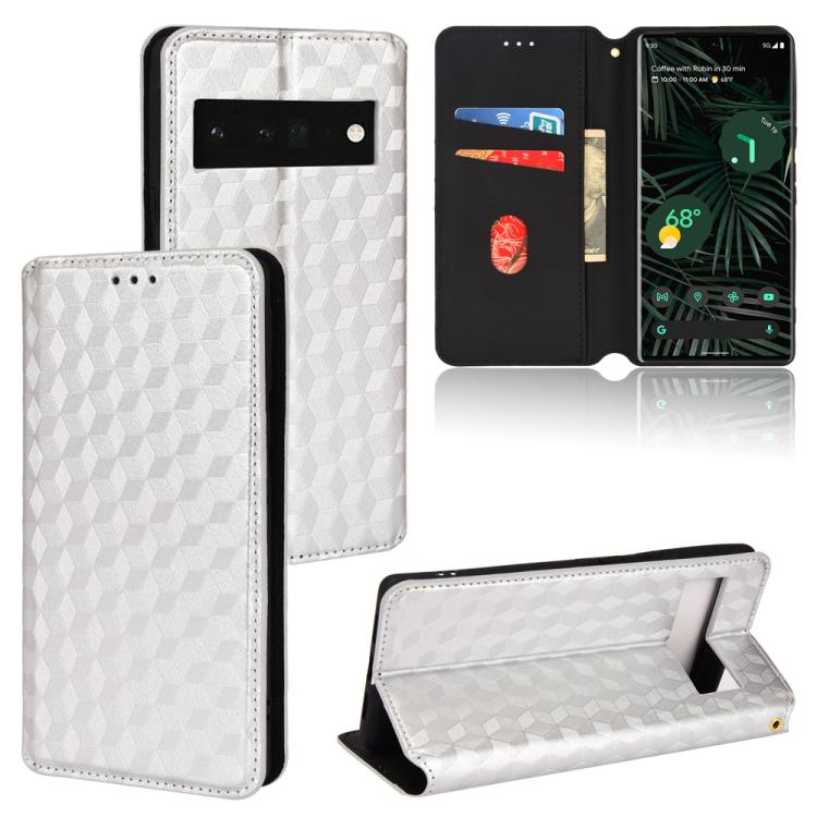 Cubic Grid Texture Flip Leather Phone Case, For Google Pixel 6 Pro, For Google Pixel 6