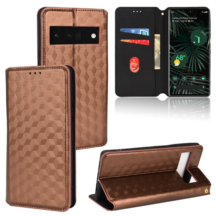Cubic Grid Texture Flip Leather Phone Case, For Google Pixel 6 Pro, For Google Pixel 6