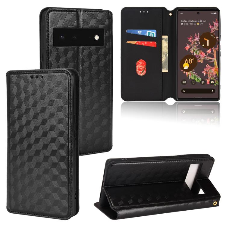 Cubic Grid Texture Flip Leather Phone Case, For Google Pixel 6 Pro, For Google Pixel 6