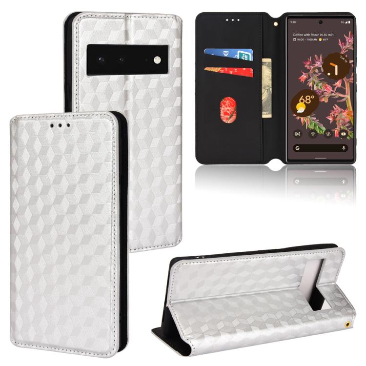 Cubic Grid Texture Flip Leather Phone Case, For Google Pixel 6 Pro, For Google Pixel 6