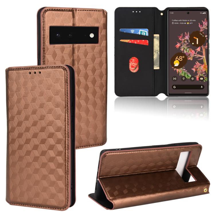 Cubic Grid Texture Flip Leather Phone Case, For Google Pixel 6 Pro, For Google Pixel 6