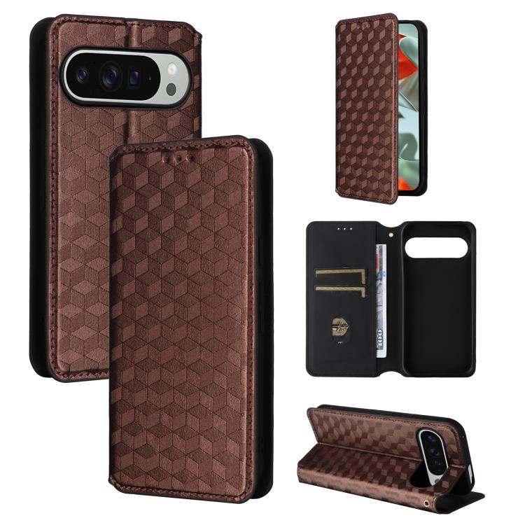 Cubic Grid Texture Flip Leather Phone Case, For Google Pixel 11 Pro XL, For Google Pixel 11 / Pixel 11 Pro, For Google Pixel 10a, For Google Pixel 10 Pro XL, For Google Pixel 10 / Pixel 10 Pro, For Google Pixel 9a, For Google Pixel 9 Pro XL            ...