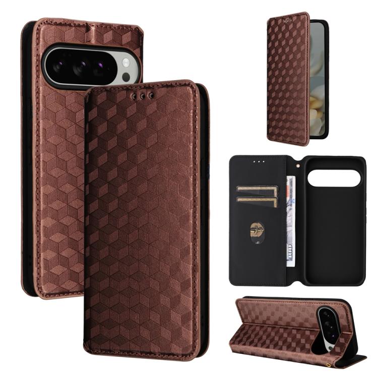 Cubic Grid Texture Flip Leather Phone Case, For Google Pixel 11 Pro XL, For Google Pixel 11 / Pixel 11 Pro, For Google Pixel 10a, For Google Pixel 10 Pro XL, For Google Pixel 10 / Pixel 10 Pro, For Google Pixel 9a, For Google Pixel 9 Pro XL            ...