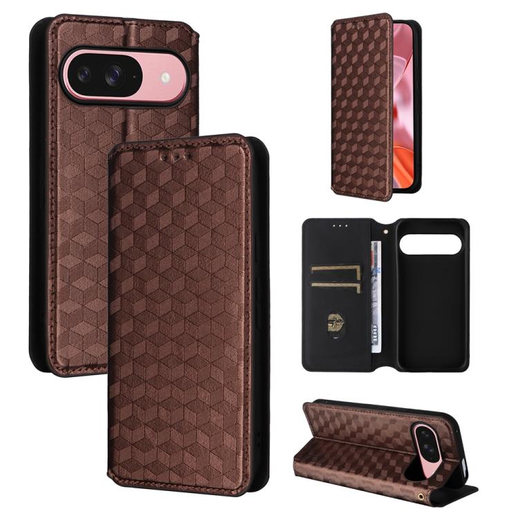 Cubic Grid Texture Flip Leather Phone Case, For Google Pixel 11 Pro XL, For Google Pixel 11 / Pixel 11 Pro, For Google Pixel 10a, For Google Pixel 10 Pro XL, For Google Pixel 10 / Pixel 10 Pro, For Google Pixel 9a, For Google Pixel 9 Pro XL            ...