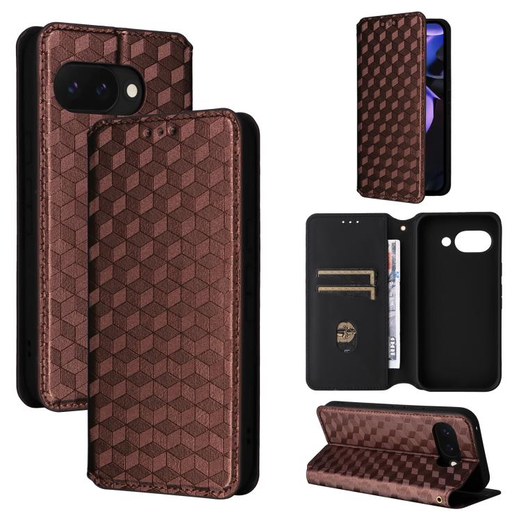 Cubic Grid Texture Flip Leather Phone Case, For Google Pixel 11 Pro XL, For Google Pixel 11 / Pixel 11 Pro, For Google Pixel 10a, For Google Pixel 10 Pro XL, For Google Pixel 10 / Pixel 10 Pro, For Google Pixel 9a, For Google Pixel 9 Pro XL            ...