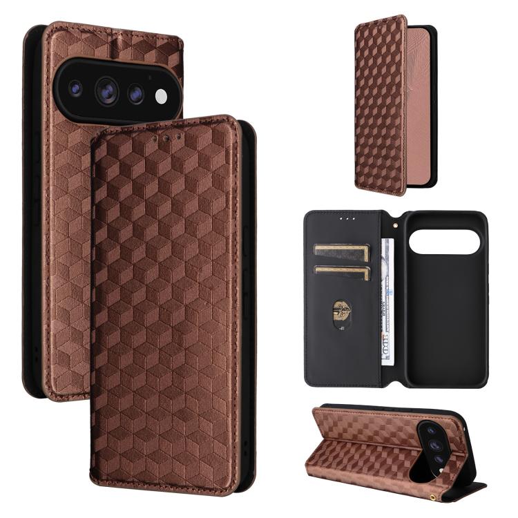 Cubic Grid Texture Flip Leather Phone Case, For Google Pixel 11 Pro XL, For Google Pixel 11 / Pixel 11 Pro, For Google Pixel 10a, For Google Pixel 10 Pro XL, For Google Pixel 10 / Pixel 10 Pro, For Google Pixel 9a, For Google Pixel 9 Pro XL            ...