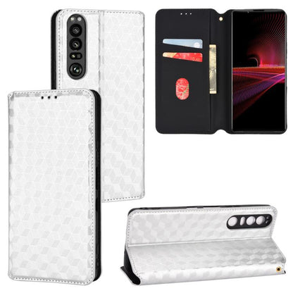 Cubic Grid Texture Flip Leather Phone Case, For Sony Xperia Ace II, For Sony Xperia 10 III, For Sony Xperia 1 III