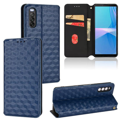 Cubic Grid Texture Flip Leather Phone Case, For Sony Xperia Ace II, For Sony Xperia 10 III, For Sony Xperia 1 III