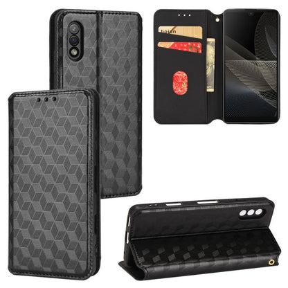 Cubic Grid Texture Flip Leather Phone Case, For Sony Xperia Ace II, For Sony Xperia 10 III, For Sony Xperia 1 III