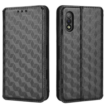 Cubic Grid Texture Flip Leather Phone Case, For Sony Xperia Ace II, For Sony Xperia 10 III, For Sony Xperia 1 III