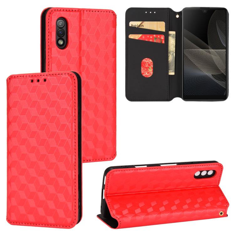 Cubic Grid Texture Flip Leather Phone Case, For Sony Xperia Ace II, For Sony Xperia 10 III, For Sony Xperia 1 III