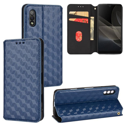 Cubic Grid Texture Flip Leather Phone Case, For Sony Xperia Ace II, For Sony Xperia 10 III, For Sony Xperia 1 III