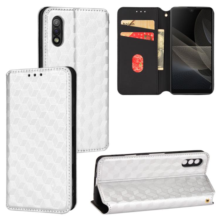 Cubic Grid Texture Flip Leather Phone Case, For Sony Xperia Ace II, For Sony Xperia 10 III, For Sony Xperia 1 III