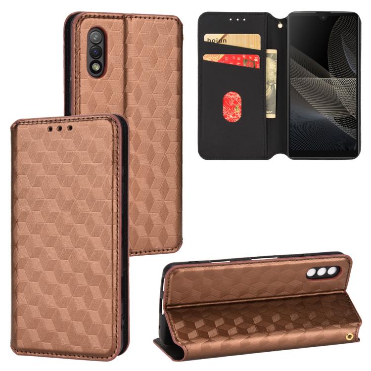Cubic Grid Texture Flip Leather Phone Case, For Sony Xperia Ace II, For Sony Xperia 10 III, For Sony Xperia 1 III