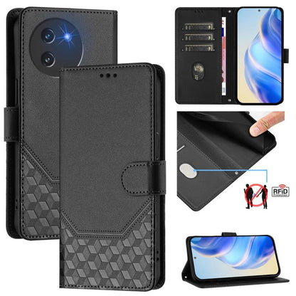 Honeycomb Embossing RFID Leather Phone Case, For Doogee Note 56 / Note 56 Pro, For Doogee N60 Pro, For Doogee Note 59 / Note 59 Pro