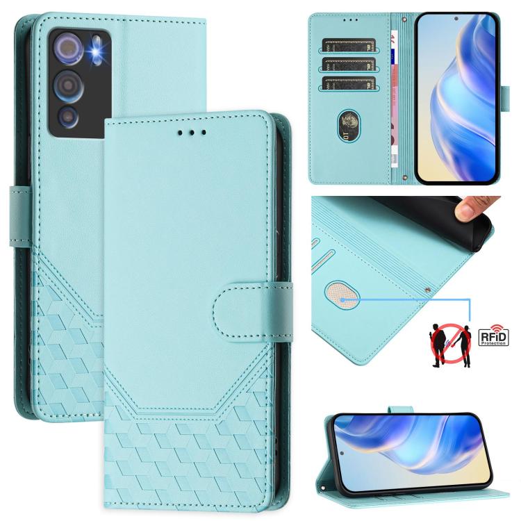 Honeycomb Embossing RFID Leather Phone Case, For Doogee Note 56 / Note 56 Pro, For Doogee N60 Pro, For Doogee Note 59 / Note 59 Pro