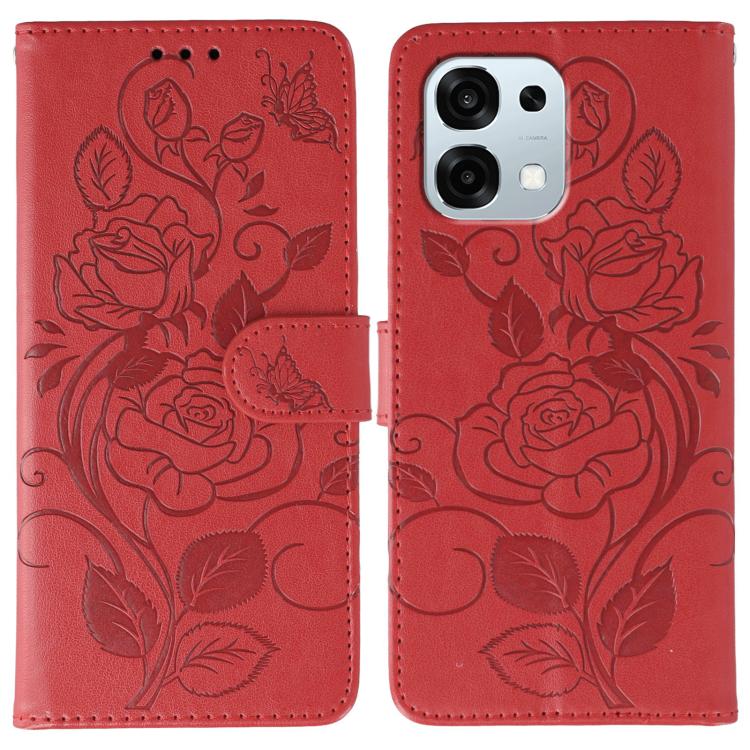 Rose Butterfly Embossed Leather Phone Case, For OPPO Find X9, For OPPO A6 Pro 5G, For OPPO Find X9 Pro, For OPPO A5 Pro 5G Global, For OPPO Reno13 Pro 5G Global, For OPPO Reno13 5G Global, For OPPO Reno13 F 4G Global / 5G Global, For OPPO Find X8      ...