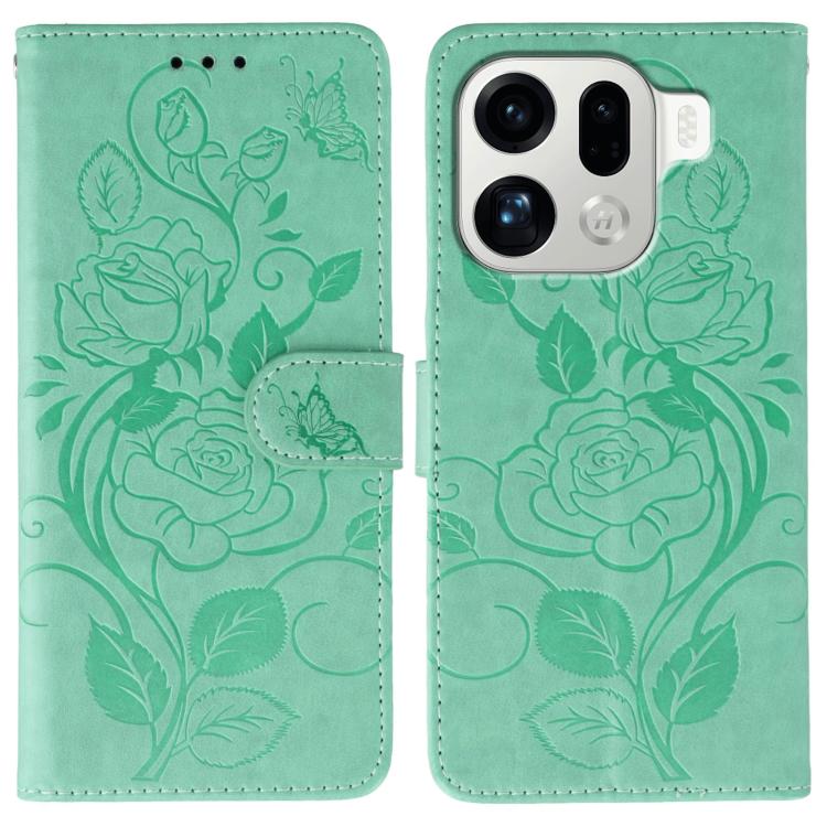 Rose Butterfly Embossed Leather Phone Case, For OPPO Find X9, For OPPO A6 Pro 5G, For OPPO Find X9 Pro, For OPPO A5 Pro 5G Global, For OPPO Reno13 Pro 5G Global, For OPPO Reno13 5G Global, For OPPO Reno13 F 4G Global / 5G Global, For OPPO Find X8      ...