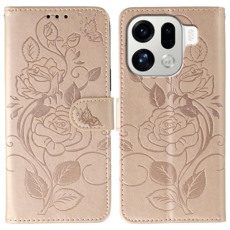 Rose Butterfly Embossed Leather Phone Case, For OPPO Find X9, For OPPO A6 Pro 5G, For OPPO Find X9 Pro, For OPPO A5 Pro 5G Global, For OPPO Reno13 Pro 5G Global, For OPPO Reno13 5G Global, For OPPO Reno13 F 4G Global / 5G Global, For OPPO Find X8      ...