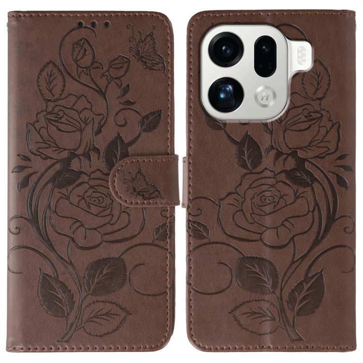 Rose Butterfly Embossed Leather Phone Case, For OPPO Find X9, For OPPO A6 Pro 5G, For OPPO Find X9 Pro, For OPPO A5 Pro 5G Global, For OPPO Reno13 Pro 5G Global, For OPPO Reno13 5G Global, For OPPO Reno13 F 4G Global / 5G Global, For OPPO Find X8      ...