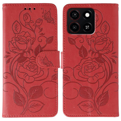 Rose Butterfly Embossed Leather Phone Case, For ZTE Blade A35