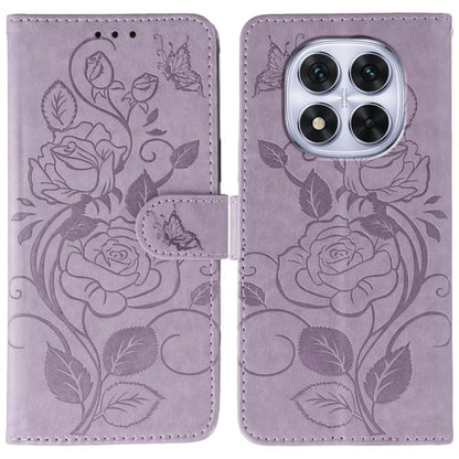 Rose Butterfly Embossed Leather Phone Case, For Redmi A5 4G 171.7mm, For Redmi Note 14S 4G Global, For Redmi Note 14 Pro 4G Global, For Redmi Note 14 4G 163.25mm Global, For Redmi Note 14 Pro+ 5G