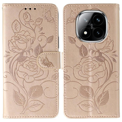 Rose Butterfly Embossed Leather Phone Case, For Redmi A5 4G 171.7mm, For Redmi Note 14S 4G Global, For Redmi Note 14 Pro 4G Global, For Redmi Note 14 4G 163.25mm Global, For Redmi Note 14 Pro+ 5G