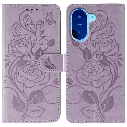 Rose Butterfly Embossed Leather Phone Case, For Redmi A5 4G 171.7mm, For Redmi Note 14S 4G Global, For Redmi Note 14 Pro 4G Global, For Redmi Note 14 4G 163.25mm Global, For Redmi Note 14 Pro+ 5G