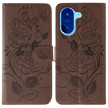 Rose Butterfly Embossed Leather Phone Case, For Redmi A5 4G 171.7mm, For Redmi Note 14S 4G Global, For Redmi Note 14 Pro 4G Global, For Redmi Note 14 4G 163.25mm Global, For Redmi Note 14 Pro+ 5G