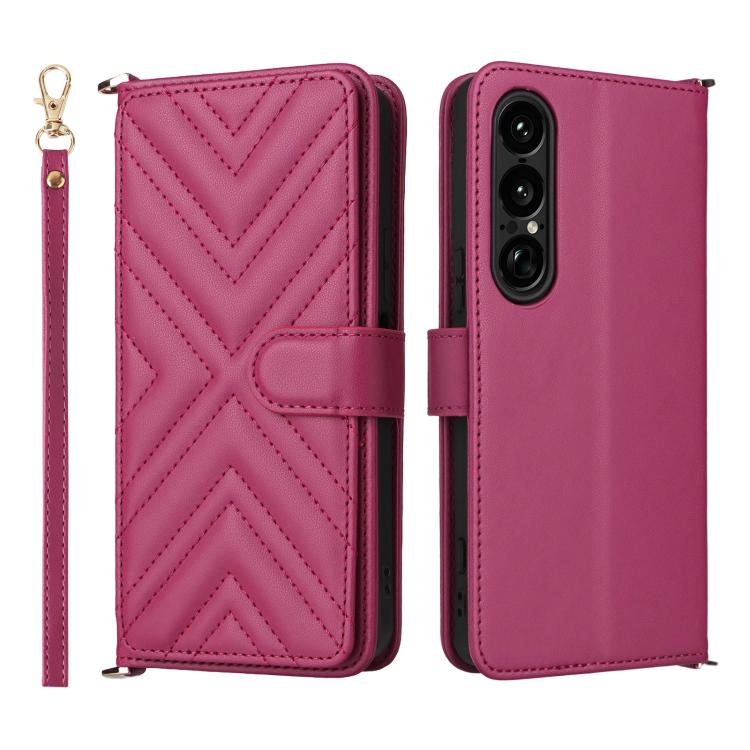 Multifunctional 6-Card Slots Leather Phone Case with Wrist Strap, For Sony Xperia 10 VIII, For Sony Xperia 1 VIII, For Sony Xperia 1 VII