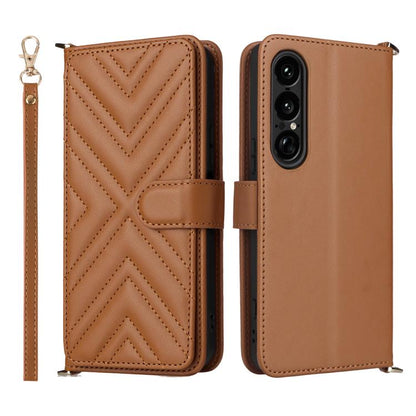Multifunctional 6-Card Slots Leather Phone Case with Wrist Strap, For Sony Xperia 10 VIII, For Sony Xperia 1 VIII, For Sony Xperia 1 VII