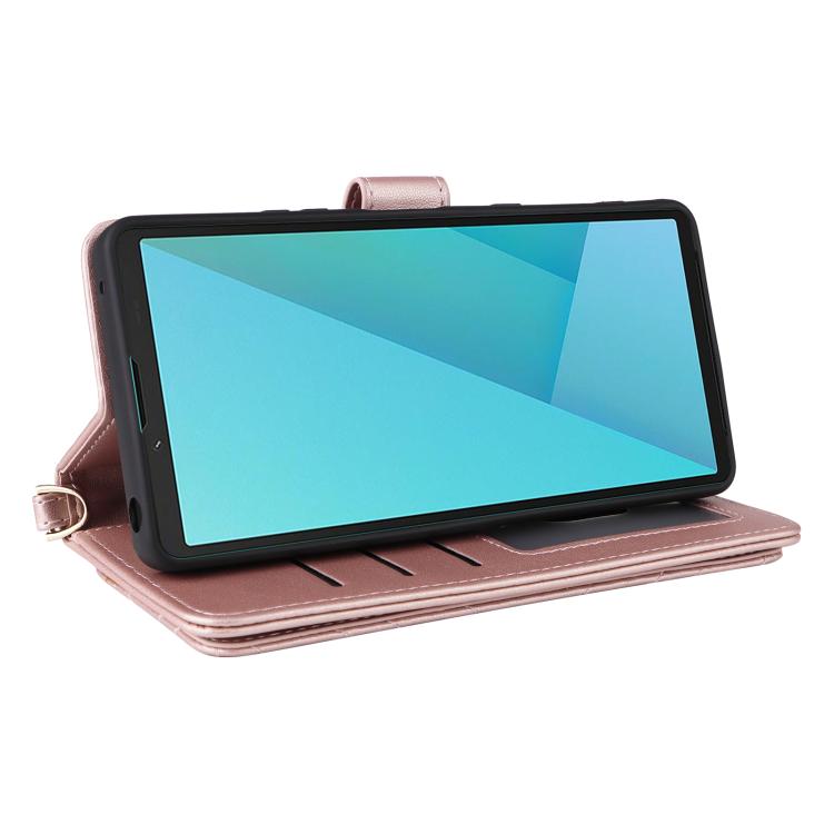Multifunctional 6-Card Slots Leather Phone Case with Wrist Strap, For Sony Xperia 10 VIII, For Sony Xperia 1 VIII, For Sony Xperia 1 VII