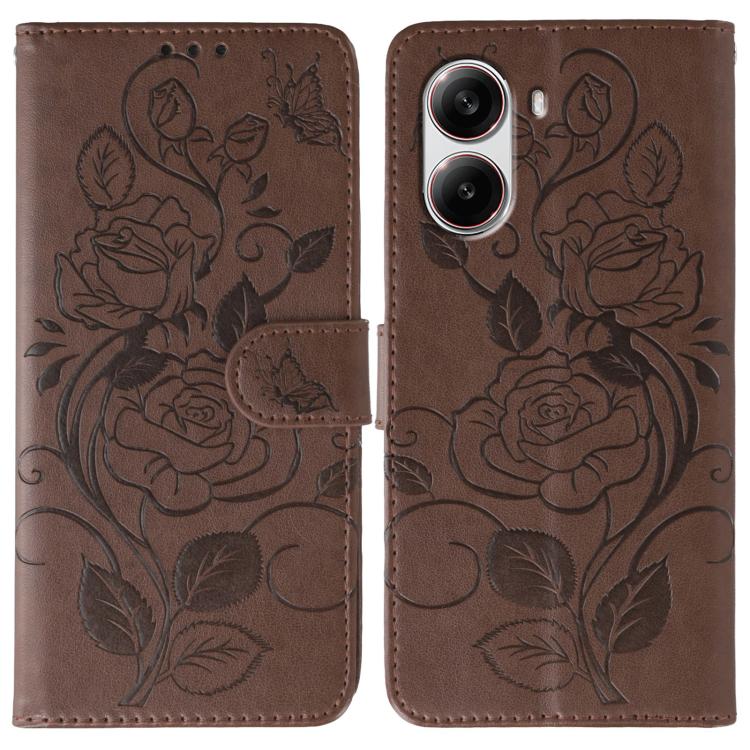 Rose Butterfly Embossed Leather Phone Case, For Redmi 15C 5G / 4G EU 173mm, For Redmi 15 5G Global / 15 4G SEA, For Redmi 15 5G / 4G EU 171mm, For Redmi 15C 5G / 4G Global 171mm, For Redmi Turbo 4 Pro 5G / Poco F7, For Xiaomi Poco F7 Ultra / Redmi K80 ...