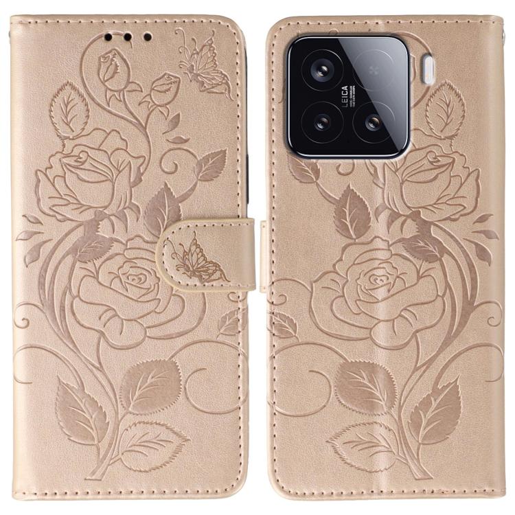 Rose Butterfly Embossed Leather Phone Case, For Redmi 15C 5G / 4G EU 173mm, For Redmi 15 5G Global / 15 4G SEA, For Redmi 15 5G / 4G EU 171mm, For Redmi 15C 5G / 4G Global 171mm, For Redmi Turbo 4 Pro 5G / Poco F7, For Xiaomi Poco F7 Ultra / Redmi K80 ...