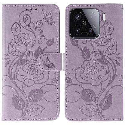 Rose Butterfly Embossed Leather Phone Case, For Redmi 15C 5G / 4G EU 173mm, For Redmi 15 5G Global / 15 4G SEA, For Redmi 15 5G / 4G EU 171mm, For Redmi 15C 5G / 4G Global 171mm, For Redmi Turbo 4 Pro 5G / Poco F7, For Xiaomi Poco F7 Ultra / Redmi K80 ...