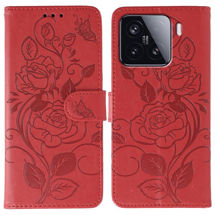 Rose Butterfly Embossed Leather Phone Case, For Redmi 15C 5G / 4G EU 173mm, For Redmi 15 5G Global / 15 4G SEA, For Redmi 15 5G / 4G EU 171mm, For Redmi 15C 5G / 4G Global 171mm, For Redmi Turbo 4 Pro 5G / Poco F7, For Xiaomi Poco F7 Ultra / Redmi K80 ...