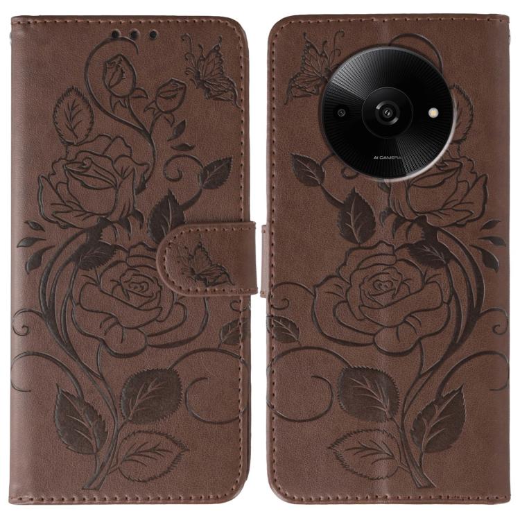 Rose Butterfly Embossed Leather Phone Case, For Redmi 15C 5G / 4G EU 173mm, For Redmi 15 5G Global / 15 4G SEA, For Redmi 15 5G / 4G EU 171mm, For Redmi 15C 5G / 4G Global 171mm, For Redmi Turbo 4 Pro 5G / Poco F7, For Xiaomi Poco F7 Ultra / Redmi K80 ...