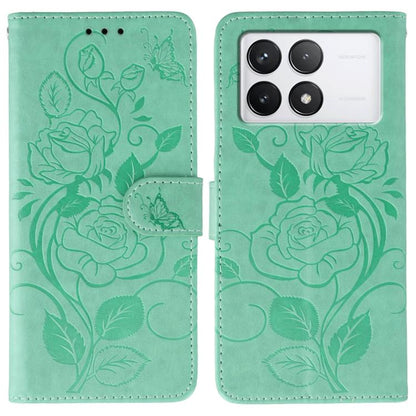 Rose Butterfly Embossed Leather Phone Case, For Redmi 15C 5G / 4G EU 173mm, For Redmi 15 5G Global / 15 4G SEA, For Redmi 15 5G / 4G EU 171mm, For Redmi 15C 5G / 4G Global 171mm, For Redmi Turbo 4 Pro 5G / Poco F7, For Xiaomi Poco F7 Ultra / Redmi K80 ...