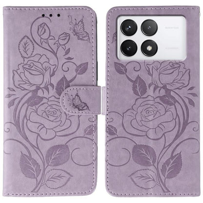 Rose Butterfly Embossed Leather Phone Case, For Redmi 15C 5G / 4G EU 173mm, For Redmi 15 5G Global / 15 4G SEA, For Redmi 15 5G / 4G EU 171mm, For Redmi 15C 5G / 4G Global 171mm, For Redmi Turbo 4 Pro 5G / Poco F7, For Xiaomi Poco F7 Ultra / Redmi K80 ...