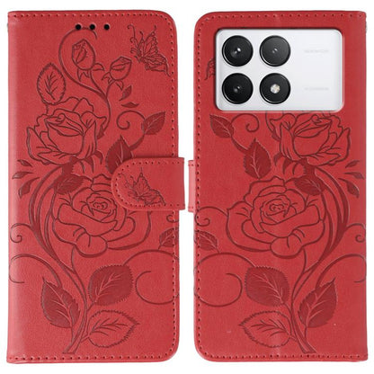 Rose Butterfly Embossed Leather Phone Case, For Redmi 15C 5G / 4G EU 173mm, For Redmi 15 5G Global / 15 4G SEA, For Redmi 15 5G / 4G EU 171mm, For Redmi 15C 5G / 4G Global 171mm, For Redmi Turbo 4 Pro 5G / Poco F7, For Xiaomi Poco F7 Ultra / Redmi K80 ...