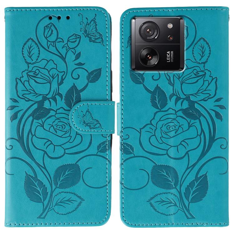 Rose Butterfly Embossed Leather Phone Case, For Xiaomi 13T / 13T Pro