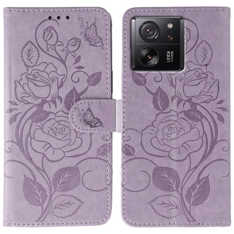 Rose Butterfly Embossed Leather Phone Case, For Xiaomi 13T / 13T Pro
