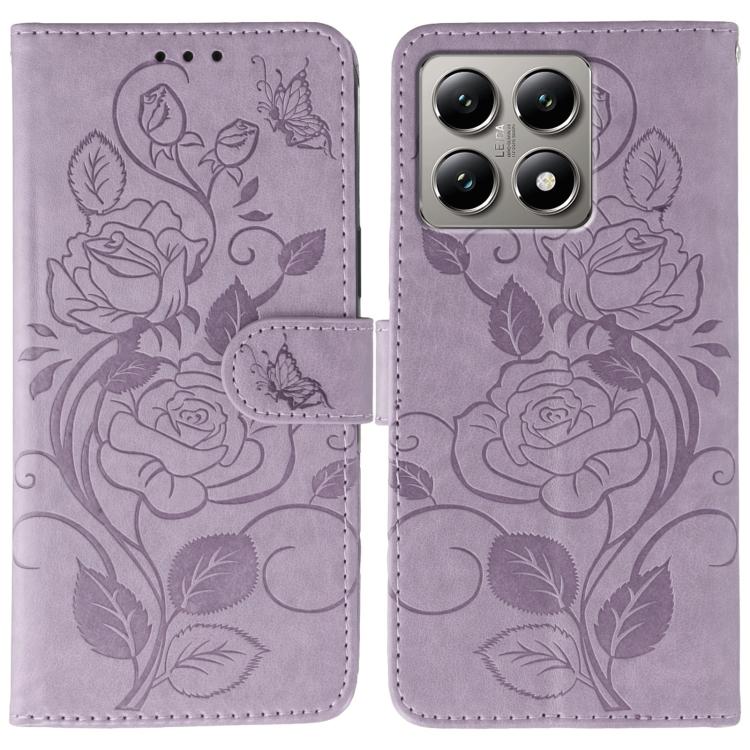 Rose Butterfly Embossed Leather Phone Case, For Redmi 15C 5G / 4G EU 173mm, For Redmi 15 5G Global / 15 4G SEA, For Redmi 15 5G / 4G EU 171mm, For Redmi 15C 5G / 4G Global 171mm, For Redmi Turbo 4 Pro 5G / Poco F7, For Xiaomi Poco F7 Ultra / Redmi K80 ...