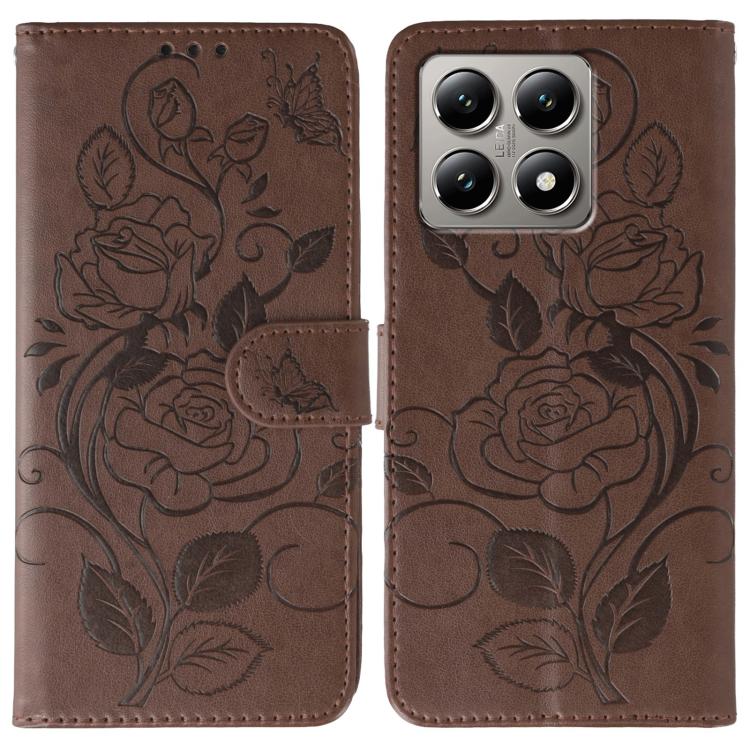 Rose Butterfly Embossed Leather Phone Case, For Redmi 15C 5G / 4G EU 173mm, For Redmi 15 5G Global / 15 4G SEA, For Redmi 15 5G / 4G EU 171mm, For Redmi 15C 5G / 4G Global 171mm, For Redmi Turbo 4 Pro 5G / Poco F7, For Xiaomi Poco F7 Ultra / Redmi K80 ...