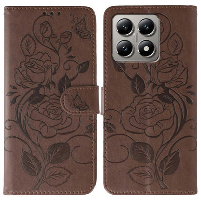 Rose Butterfly Embossed Leather Phone Case, For Redmi 15C 5G / 4G EU 173mm, For Redmi 15 5G Global / 15 4G SEA, For Redmi 15 5G / 4G EU 171mm, For Redmi 15C 5G / 4G Global 171mm, For Redmi Turbo 4 Pro 5G / Poco F7, For Xiaomi Poco F7 Ultra / Redmi K80 ...